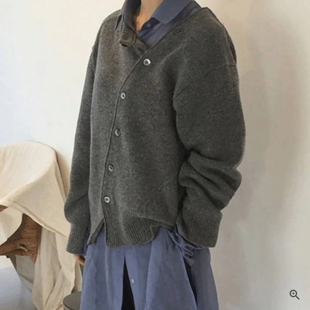 Angelana™ | Asymmetric cardigan with unique buttons