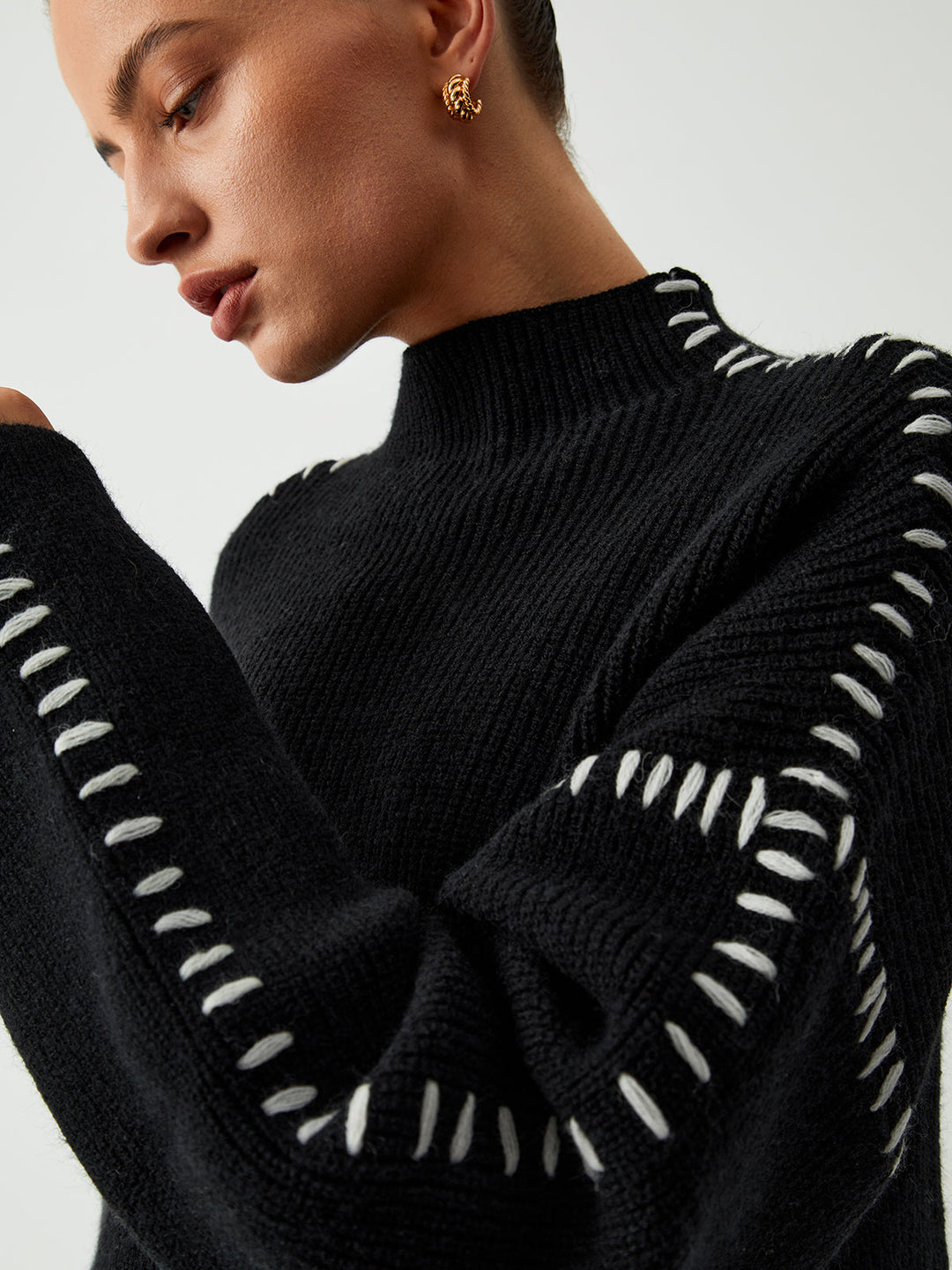 Warda™ | Rollkragenpullover mit Piqué-Stich-Details